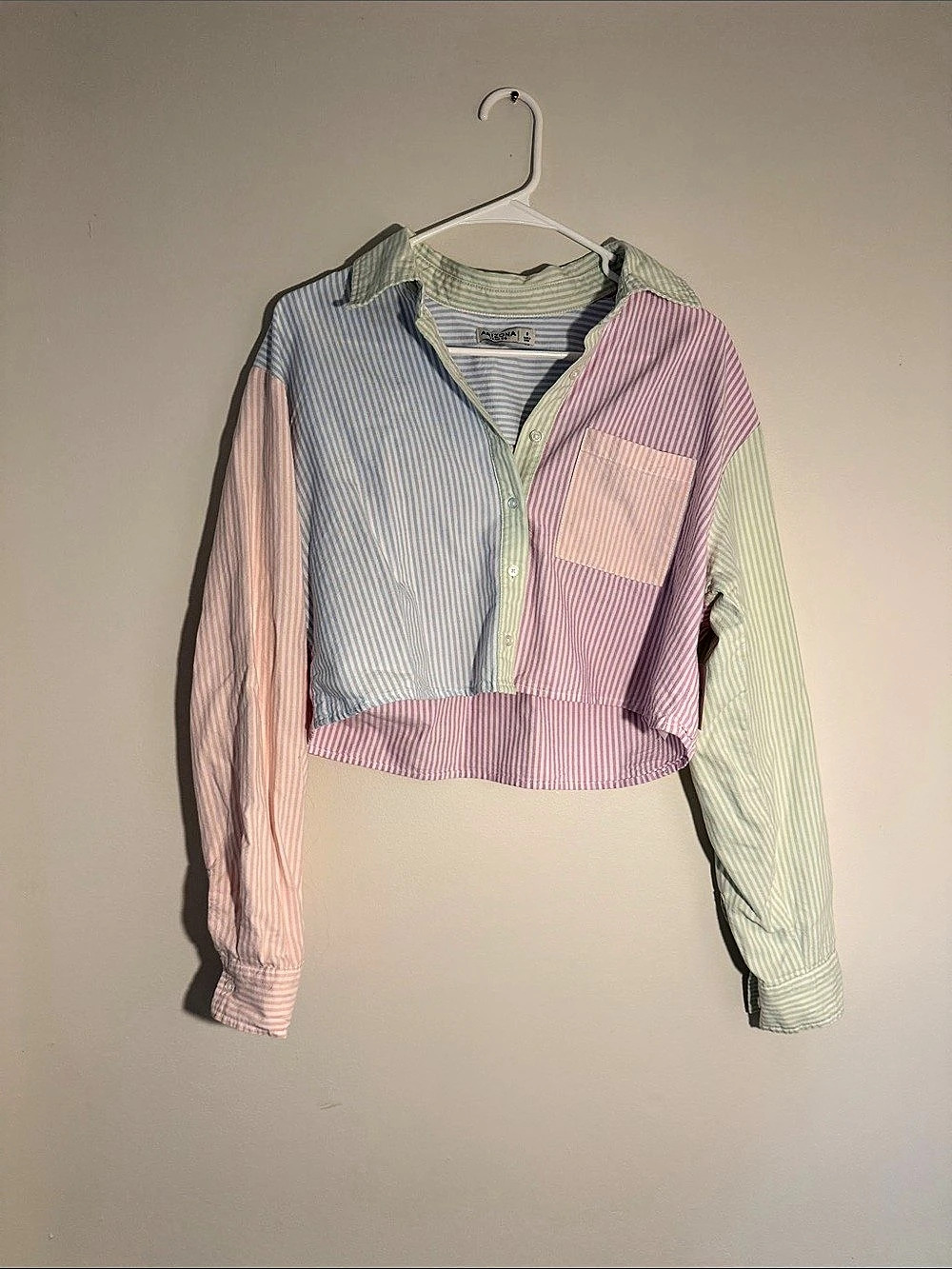 Arizona Jean Co Striped Cropped Jacket in Blue & Pink Size Small NWT